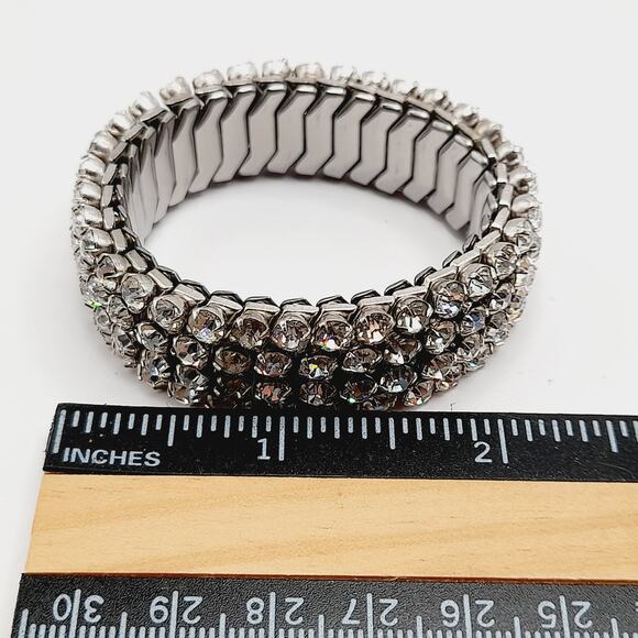 Vintage Airflex Rhinestone Bracelet, Wide Stretch Band, Made in USA, Mid-Century - Picture 8 of 8